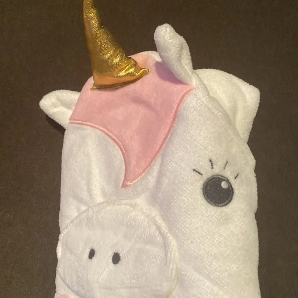 Cloud Island White Unicorn Infant Hooded Towel 30”x30” Bundle NWT